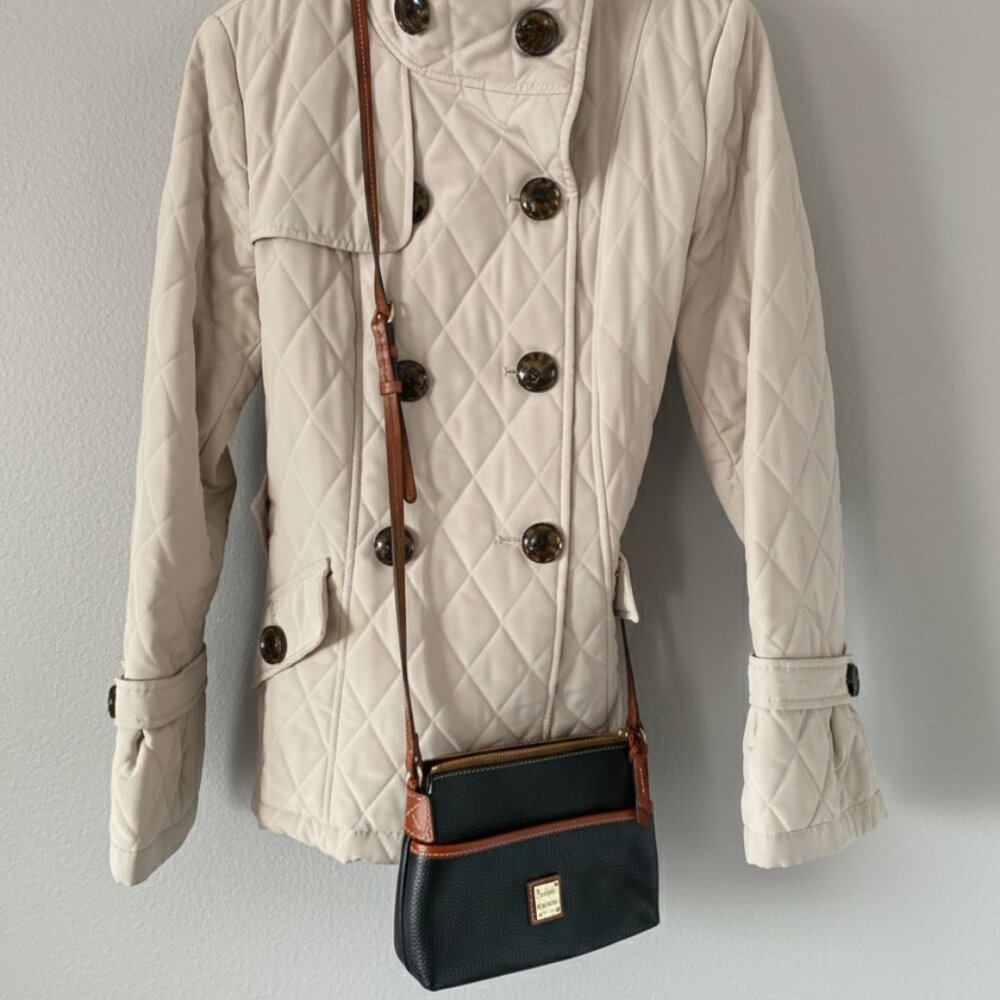Dooney and Bourke Pebble Grain Crossbody, Black with British Tan Leather Trim